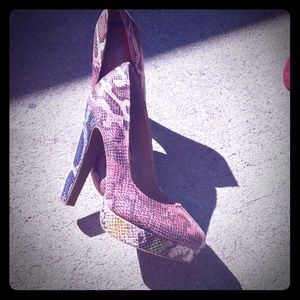 Faux snake skin heels